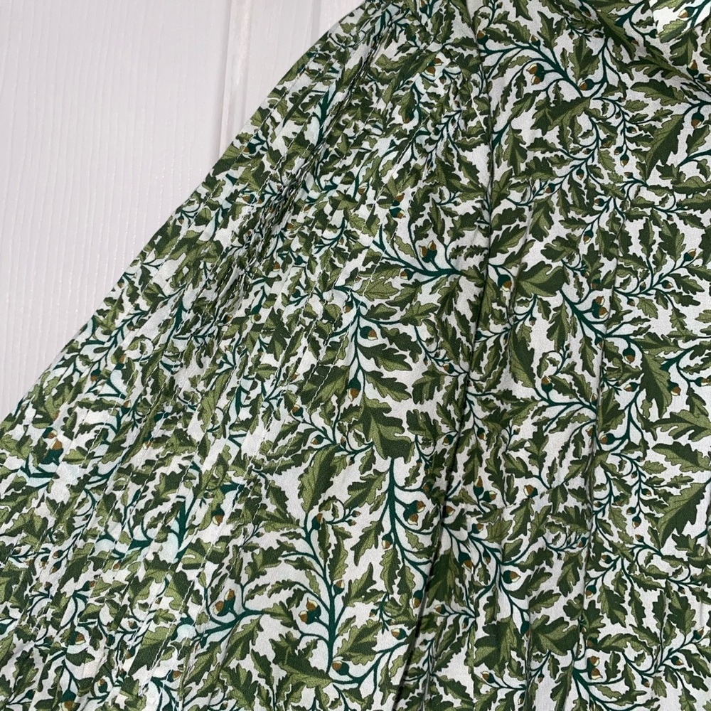 Catherine Prevost Green Floral Cotton Blouse Cottagecore Button Front Size Small - Picture 3 of 7